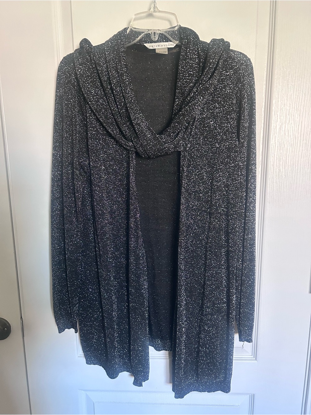 Peter Nygård Black Sparkle Open-Front Cardigan